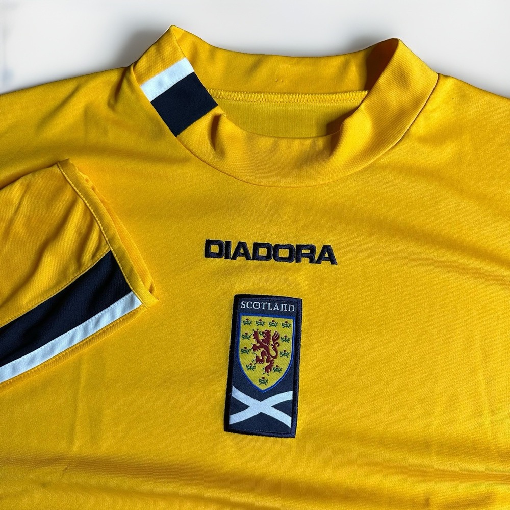 Vintage Y2K Diadora Scotland Goalkeeper Soccer Futbol Jersey Yellow XXL National